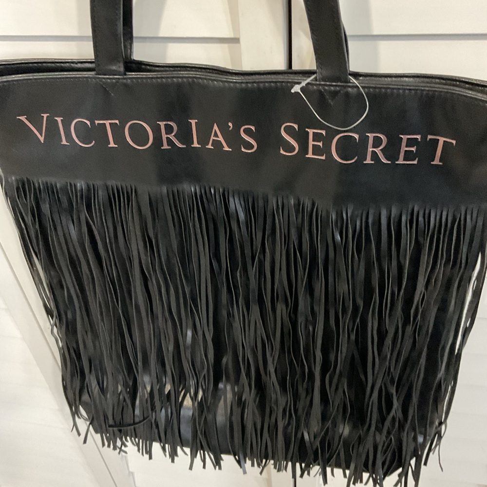 Victoria's Secret Black Fringe Tote Bag
